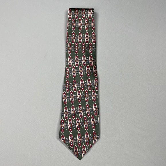 NEW Etienne Aigner Mens Tie green red silk floral graphic vintage designer - Picture 6 of 8